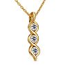 1/10 Carat Lab Grown Diamond Three Stone Necklace In 14K Yellow Gold Over Sterling Silver, 18 Inches Image-2