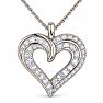 1.12 Carat Round and Baguette Diamond Heart Necklace In Sterling Silver, 18 Inches Image-1