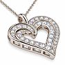 1.12 Carat Round and Baguette Diamond Heart Necklace In Sterling Silver, 18 Inches Image-3