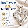 1.12 Carat Round and Baguette Diamond Heart Necklace In Sterling Silver, 18 Inches Image-4