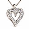 1.12 Carat Round and Baguette Diamond Heart Necklace In Sterling Silver, 18 Inches Image-6