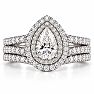 1 Carat Pear Shape Lab Grown Diamond Halo Bridal Set In Sterling Silver Image-1