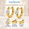 1/3 Carat Lab Grown Diamond Petite Hoop Earrings In 14K Yellow Gold Over Sterling Silver Image-2