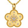 Estate Jewelry 1/3 Carat Natural Diamond Flower Pendant In 14K Yellow Gold With Free Chain Image-1