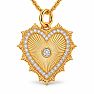 Estate Jewelry 1/3 Carat Natural Diamond Heart Pendant In 14K Yellow Gold With Free Chain Image-1