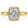 Estate Jewelry 3.04 Carat Cushion Cut Lab Grown Diamond Bezel Set Ring In 14K Yellow Gold Image-1