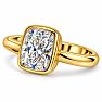 Estate Jewelry 3.04 Carat Cushion Cut Lab Grown Diamond Bezel Set Ring In 14K Yellow Gold Image-3