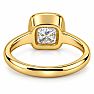 Estate Jewelry 3.04 Carat Cushion Cut Lab Grown Diamond Bezel Set Ring In 14K Yellow Gold Image-5