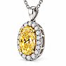 Estate Jewelry 1.80 Carat Lab Grown Canary Yellow Diamond Halo Necklace In 14K White Gold Image-3