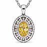 Estate Jewelry 1.80 Carat Lab Grown Canary Yellow Diamond Halo Necklace In 14K White Gold Image-5