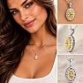 Estate Jewelry 1.80 Carat Lab Grown Canary Yellow Diamond Halo Necklace In 14K White Gold Image-6
