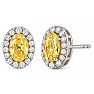 Estate Jewelry 2.37 Carat Lab Grown Canary Yellow Diamond Halo Earrings In 14K White Gold Image-1