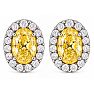 Estate Jewelry 2.37 Carat Lab Grown Canary Yellow Diamond Halo Earrings In 14K White Gold Image-3