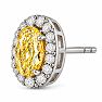 Estate Jewelry 2.37 Carat Lab Grown Canary Yellow Diamond Halo Earrings In 14K White Gold Image-4