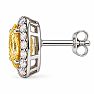 Estate Jewelry 2.37 Carat Lab Grown Canary Yellow Diamond Halo Earrings In 14K White Gold Image-5