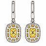 Estate Jewelry 3 Carat Lab Grown Canary Yellow Diamond Halo Drop Earrings In 14K White Gold Image-5
