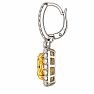 Estate Jewelry 3 Carat Lab Grown Canary Yellow Diamond Halo Drop Earrings In 14K White Gold Image-7