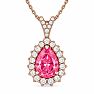 Estate Jewelry 2 1/2 Carat Lab Grown Pear Shape Pink Diamond Halo Necklace In 14K White Gold Image-1