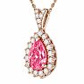 Estate Jewelry 2 1/2 Carat Lab Grown Pear Shape Pink Diamond Halo Necklace In 14K White Gold Image-3