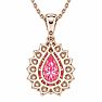 Estate Jewelry 2 1/2 Carat Lab Grown Pear Shape Pink Diamond Halo Necklace In 14K White Gold Image-5