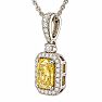 Estate Jewelry 1.66 Carat Lab Grown Canary Yellow Diamond Halo Necklace In 14K White Gold Image-3