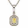 Estate Jewelry 1.66 Carat Lab Grown Canary Yellow Diamond Halo Necklace In 14K White Gold Image-5