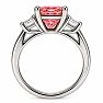 Estate Jewelry 3.28 Carat Lab Grown Radiant Fancy Pink Diamond and Trapezoid Three Stone Ring In 14K White Gold Image-4