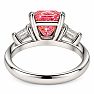 Estate Jewelry 3.28 Carat Lab Grown Radiant Fancy Pink Diamond and Trapezoid Three Stone Ring In 14K White Gold Image-5