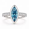 Estate Jewelry 2 1/2 Carat Lab Grown Marquise Shape Blue Diamond Bezel Set Ring In 14K White Gold Image-1