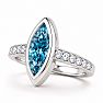 Estate Jewelry 2 1/2 Carat Lab Grown Marquise Shape Blue Diamond Bezel Set Ring In 14K White Gold Image-3
