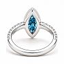 Estate Jewelry 2 1/2 Carat Lab Grown Marquise Shape Blue Diamond Bezel Set Ring In 14K White Gold Image-5