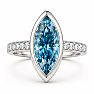 Estate Jewelry 3 1/2 Carat Lab Grown Marquise Shape Blue Diamond Bezel Set Ring In 14K White Gold Image-1