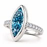 Estate Jewelry 3 1/2 Carat Lab Grown Marquise Shape Blue Diamond Bezel Set Ring In 14K White Gold Image-3