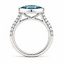 Estate Jewelry 3 1/2 Carat Lab Grown Marquise Shape Blue Diamond Bezel Set Ring In 14K White Gold Image-4