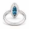Estate Jewelry 3 1/2 Carat Lab Grown Marquise Shape Blue Diamond Bezel Set Ring In 14K White Gold Image-5