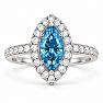 Estate Jewelry 3 Carat Lab Grown Marquise Shape Blue Diamond Halo Ring In 14K White Gold Image-1