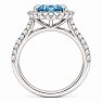 Estate Jewelry 3 Carat Lab Grown Marquise Shape Blue Diamond Halo Ring In 14K White Gold Image-4