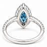 Estate Jewelry 3 Carat Lab Grown Marquise Shape Blue Diamond Halo Ring In 14K White Gold Image-5
