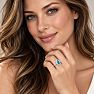 Estate Jewelry 3 Carat Lab Grown Marquise Shape Blue Diamond Halo Ring In 14K White Gold Image-6
