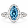 Estate Jewelry 4 Carat Lab Grown Marquise Shape Blue Diamond Halo Ring In 14K White Gold Image-1