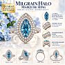 Estate Jewelry 4 Carat Lab Grown Marquise Shape Blue Diamond Halo Ring In 14K White Gold Image-2