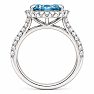 Estate Jewelry 4 Carat Lab Grown Marquise Shape Blue Diamond Halo Ring In 14K White Gold Image-4