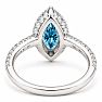 Estate Jewelry 4 Carat Lab Grown Marquise Shape Blue Diamond Halo Ring In 14K White Gold Image-5