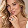 Estate Jewelry 4 Carat Lab Grown Marquise Shape Blue Diamond Halo Ring In 14K White Gold Image-6
