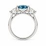 Estate Jewelry 3 Carat Lab Grown Marquise Shape Blue Diamond Three Stone Ring In 14K White Gold Image-4