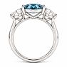 Estate Jewelry 4 Carat Lab Grown Marquise Shape Blue Diamond Three Stone Ring In 14K White Gold Image-4
