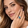 Estate Jewelry 4 Carat Lab Grown Marquise Shape Blue Diamond Three Stone Ring In 14K White Gold Image-6