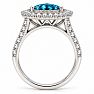 Estate Jewelry 3 Carat Lab Grown Marquise Shape Blue DIamond Double Halo Ring In 14K White Gold Image-4