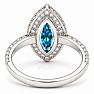 Estate Jewelry 3 Carat Lab Grown Marquise Shape Blue DIamond Double Halo Ring In 14K White Gold Image-5