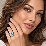 Estate Jewelry 3 Carat Lab Grown Marquise Shape Blue DIamond Double Halo Ring In 14K White Gold Image-6